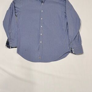 Thomas Dean Flip Cuff Spread Collar Shirt Mens Large. Blue